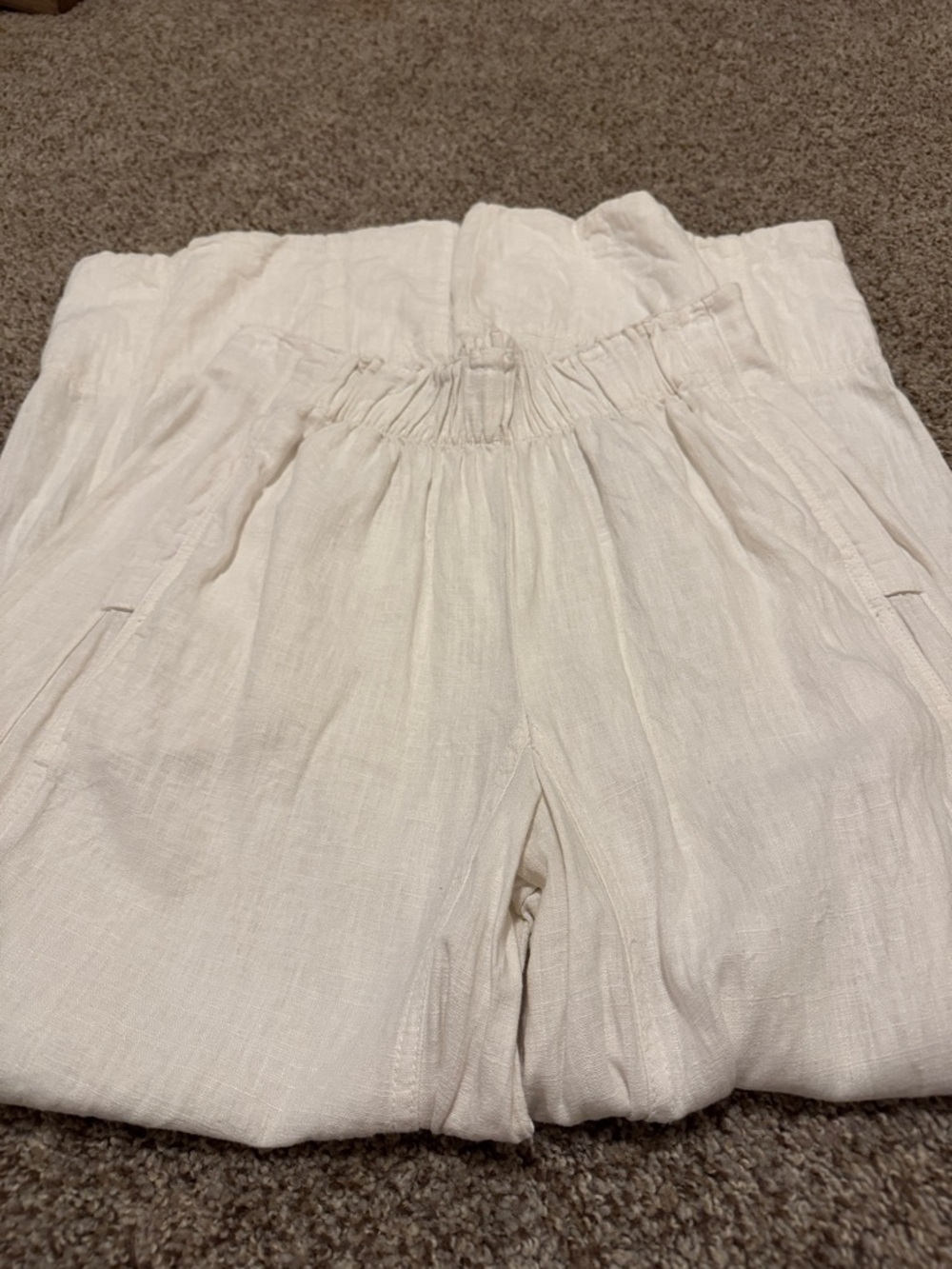 FREE PEOPLE OFF WHITE LINEN PANTS - Picture 4 of 6